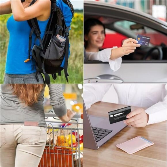 Slim RFID Wallet for Women Leather Minimalist Card Holder Front Pocket Purse - Picture 6 of 7